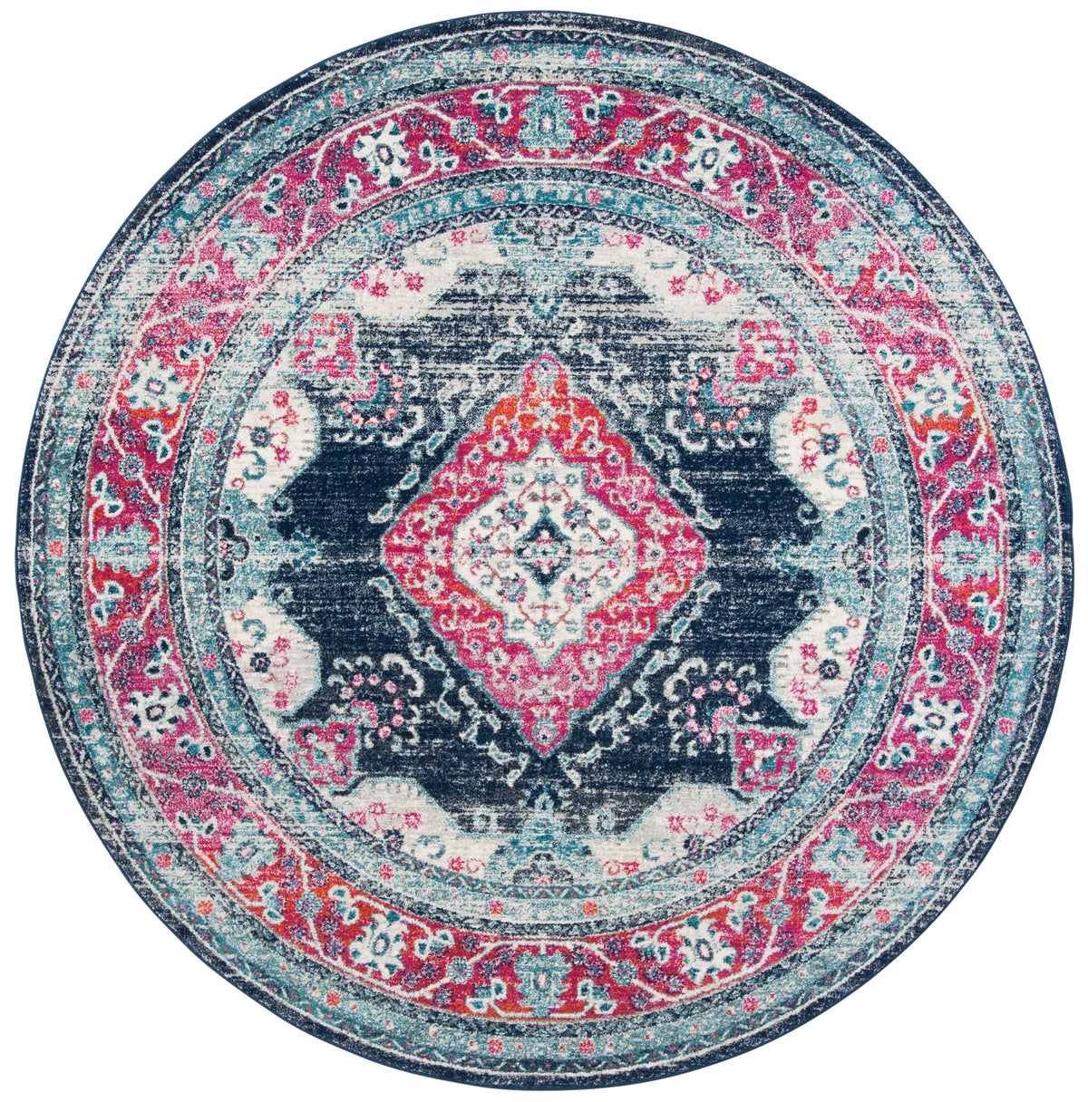 Safavieh Evoke 6'-7" x 6'-7" Rug in Navy / Fuchsia