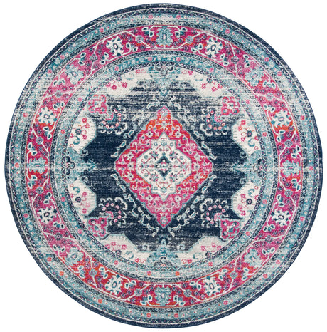 Safavieh Evoke 6'-7" x 6'-7" Rug in Navy / Fuchsia