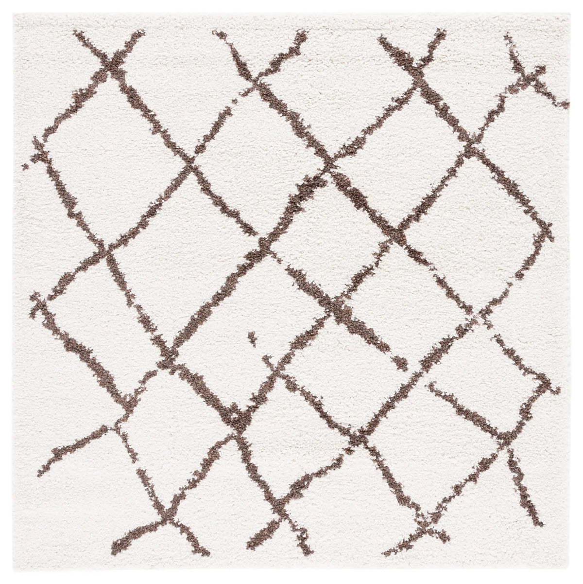 Safavieh Berber Shag 5'-1" x 5'-1" Rug in Creme / Brown