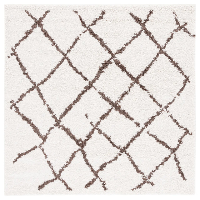 Safavieh Berber Shag 5'-1" x 5'-1" Rug in Creme / Brown