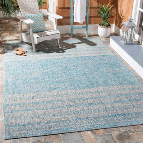 Safavieh Courtyard 4'-0" x 5'-7" Rug in Aqua / Grey