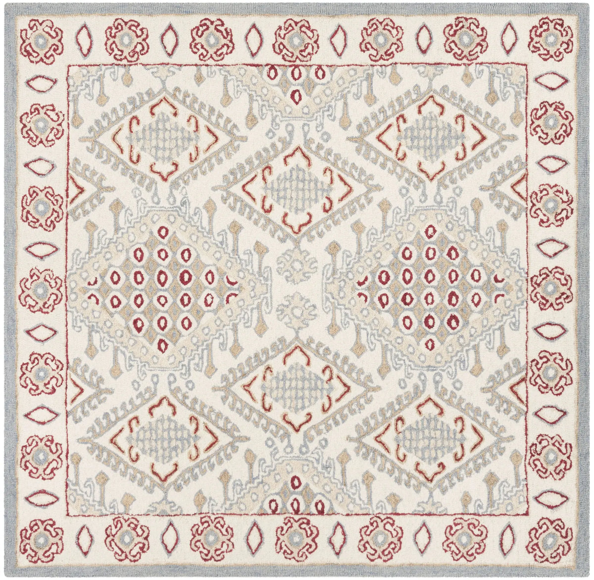 Safavieh Micro-Loop 5'-0" x 5'-0" Rug in Ivory / Red