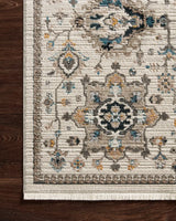 Loloi Leigh Lei-02 Ivory/Taupe Rugs - corner on wood
