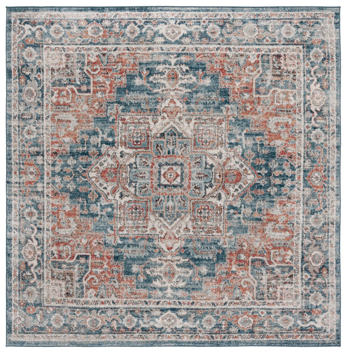 Safavieh Vintage Tabriz 6'-7" x 6'-7" Rug in Blue / Rust