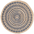 Safavieh Natural Fiber 3'-0" x 3'-0" Rug in Royal Blue / Natural