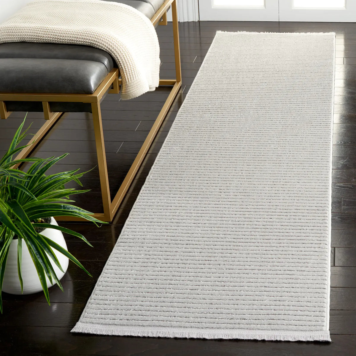 Safavieh Whisper 2'-2" x 8'-0" Rug in Grey / Dark Grey