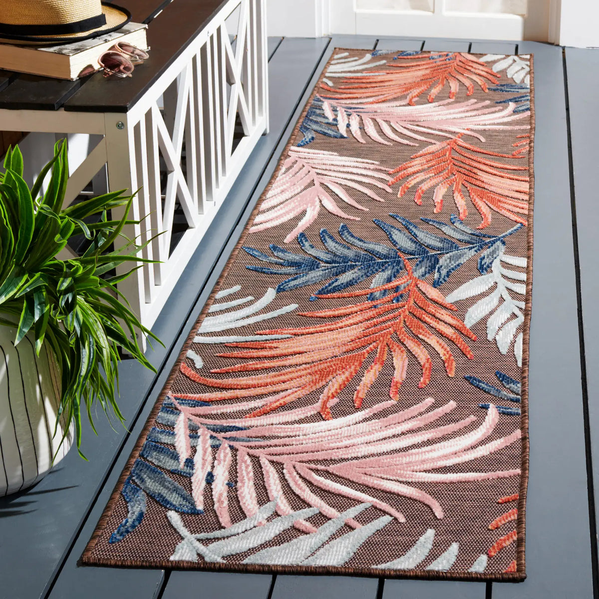 Safavieh Cabana 2'-0" x 9'-0" Rug in Brown / Blue