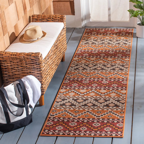 Safavieh Veranda 2'-3" x 8'-0" Rug in Red / Chocolate