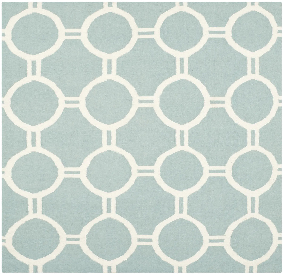 Safavieh Dhurries 6'-0" x 6'-0" Rug in Light Blue / Ivory