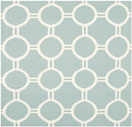 Safavieh Dhurries 6'-0" x 6'-0" Rug in Light Blue / Ivory