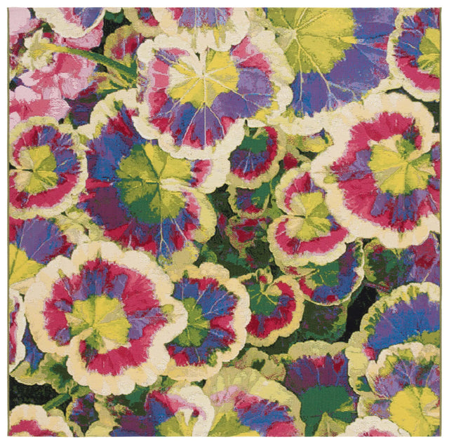 Safavieh Barbados 500 6'-6" x 6'-6" Rug in Black Green / Purple