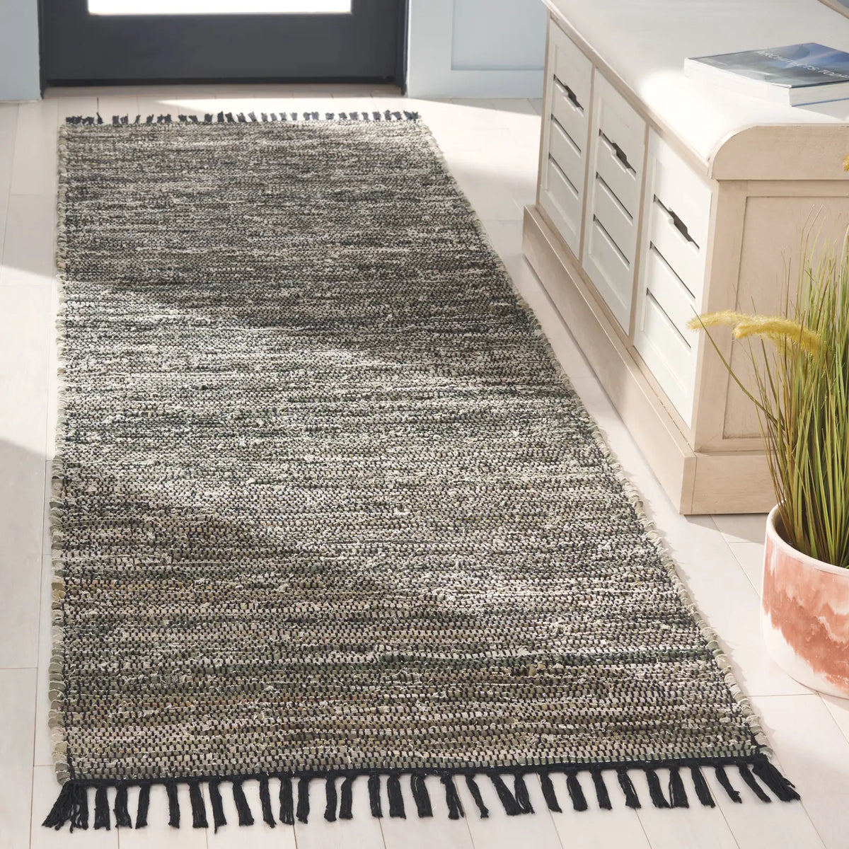 Safavieh Rag Rug 2'-3" x 8'-0" Rug in Dark Green / Black