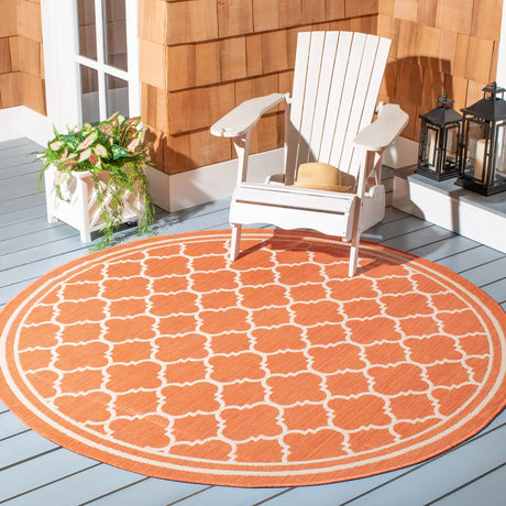 Safavieh Courtyard 6'-7" x 6'-7" Rug in Terracotta / Bone