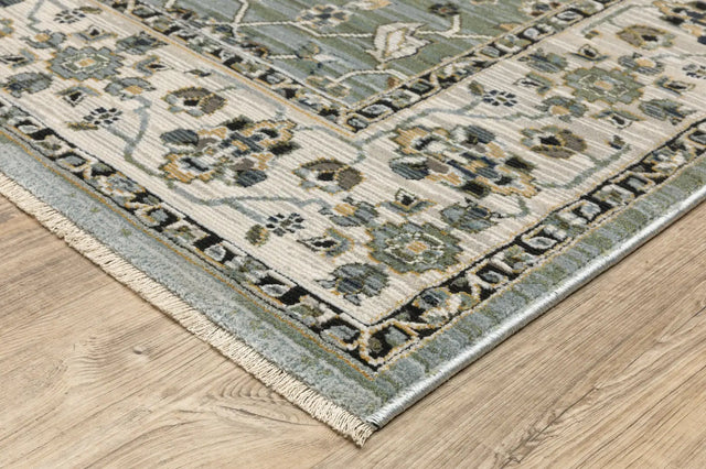 Oriental Weavers Sphinx KEIRA KEI07 Blue Floral Rugs - corner detail