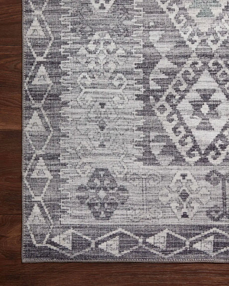 Loloi Zion Zio-03 Charcoal/Slate Rugs - corner on wood