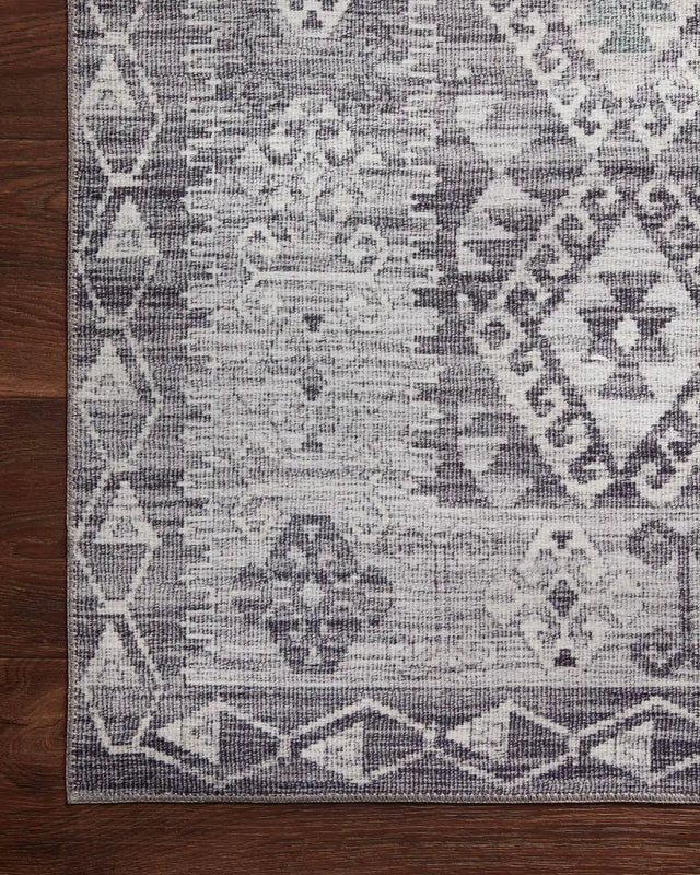 Loloi Zion Zio-03 Charcoal/Slate Rugs - corner on wood