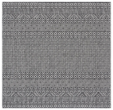 Safavieh Courtyard 5'-3" x 5'-3" Rug in Grey / Black