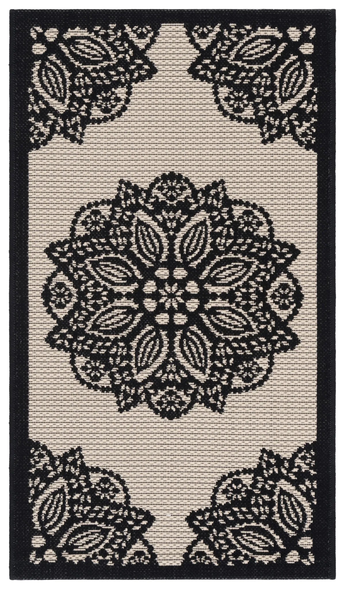Safavieh Courtyard 2'-0" x 3'-7" Rug in Beige / Black