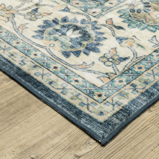 Oriental Weavers Sphinx Sumter Sum02 Blue/ Ivory Rug - corner detail
