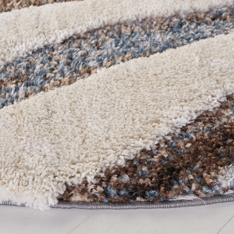 Safavieh Hi-Lo Shag 6'-7" x 6'-7" Rug in Brown / Beige Blue