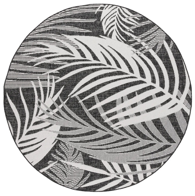 Safavieh Beach House 6'-7" x 6'-7" Rug in Charcoal / Ivory