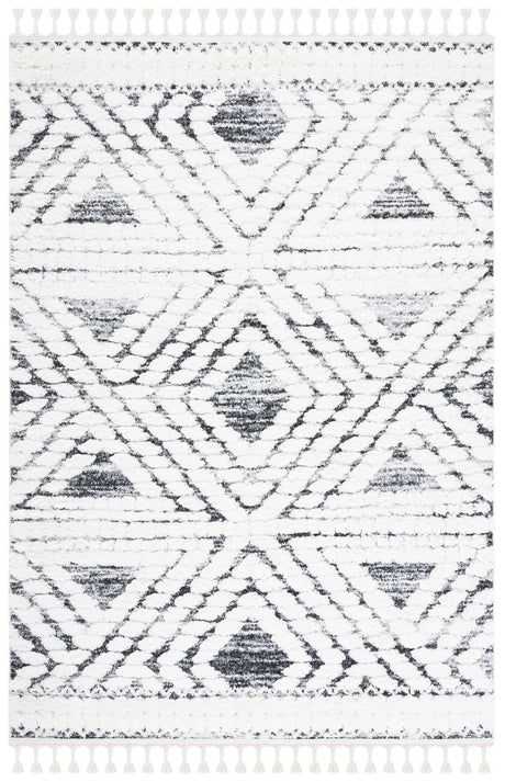 Safavieh Moroccan Tassel Shag 4'-0" x 6'-0" Rug in Ivory / Grey