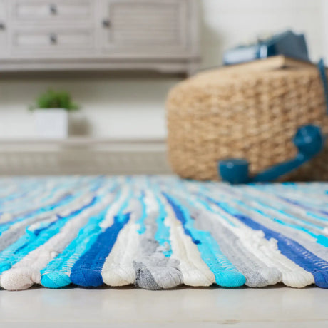 Safavieh Rag Rug 4'-0" x 6'-0" Rug in Turquoise / Multi