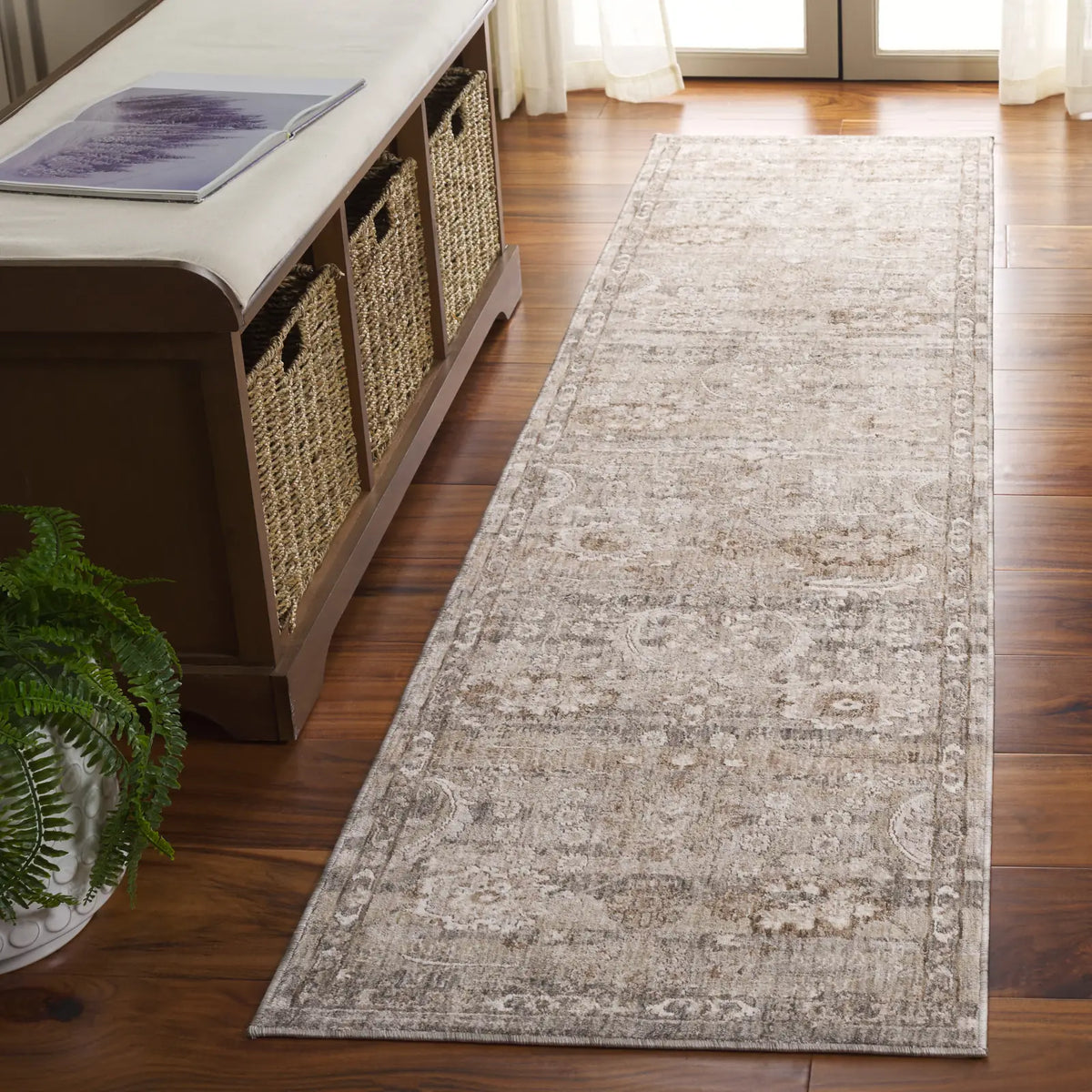 Safavieh Mason 100 2'-0" x 10'-0" Rug in Grey / Beige
