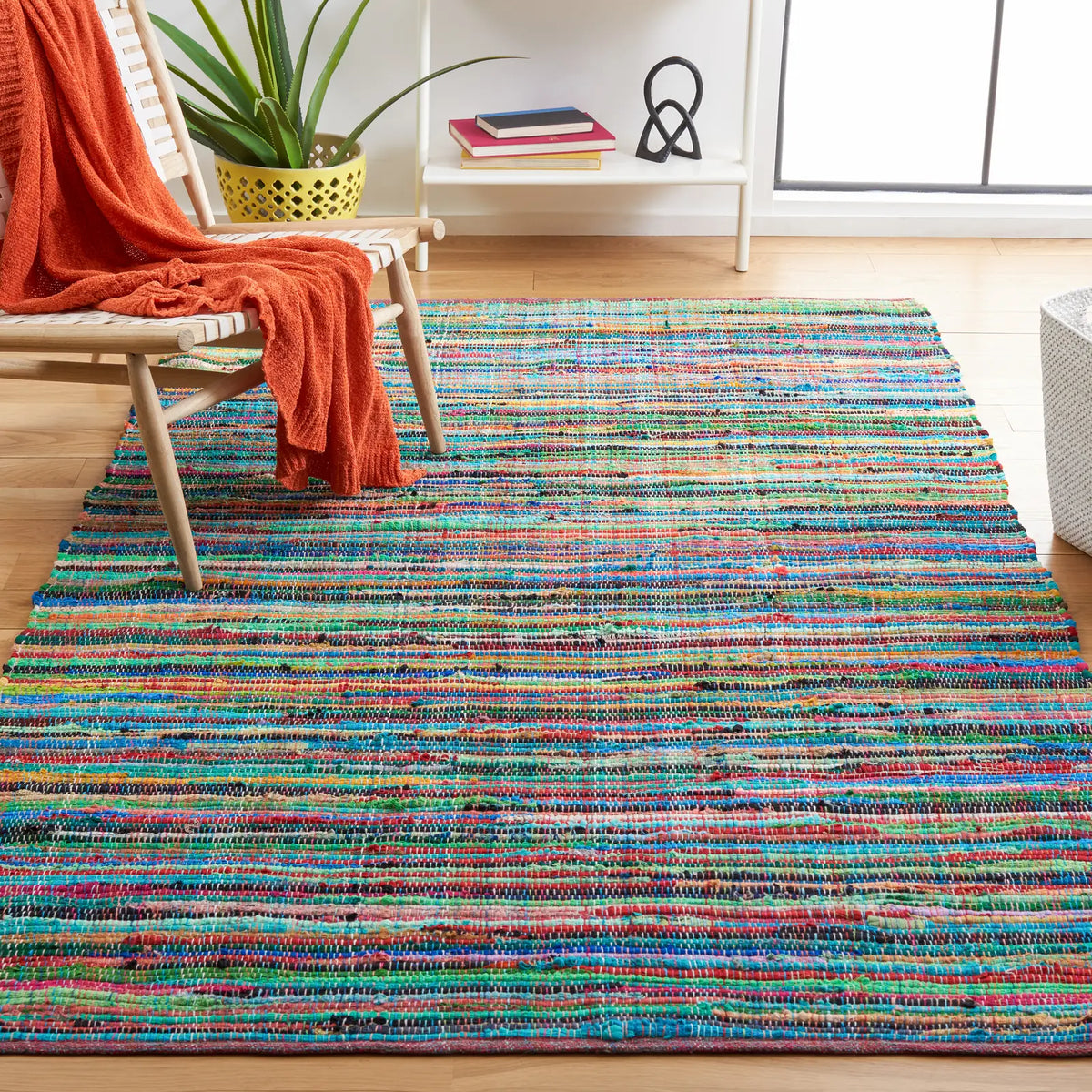 Safavieh Rag Rug 4'-0" x 6'-0" Rug in Green / Multi