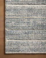 Loloi Silas Sla-03 Oatmeal/Blue Rug - corner on wood