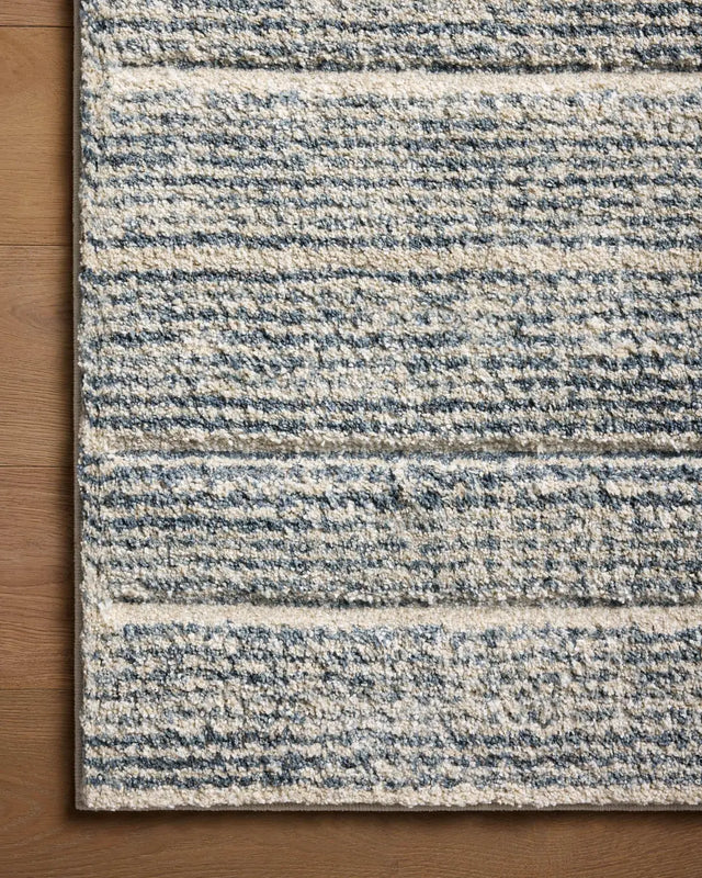 Loloi Silas Sla-03 Oatmeal/Blue Rug - corner on wood