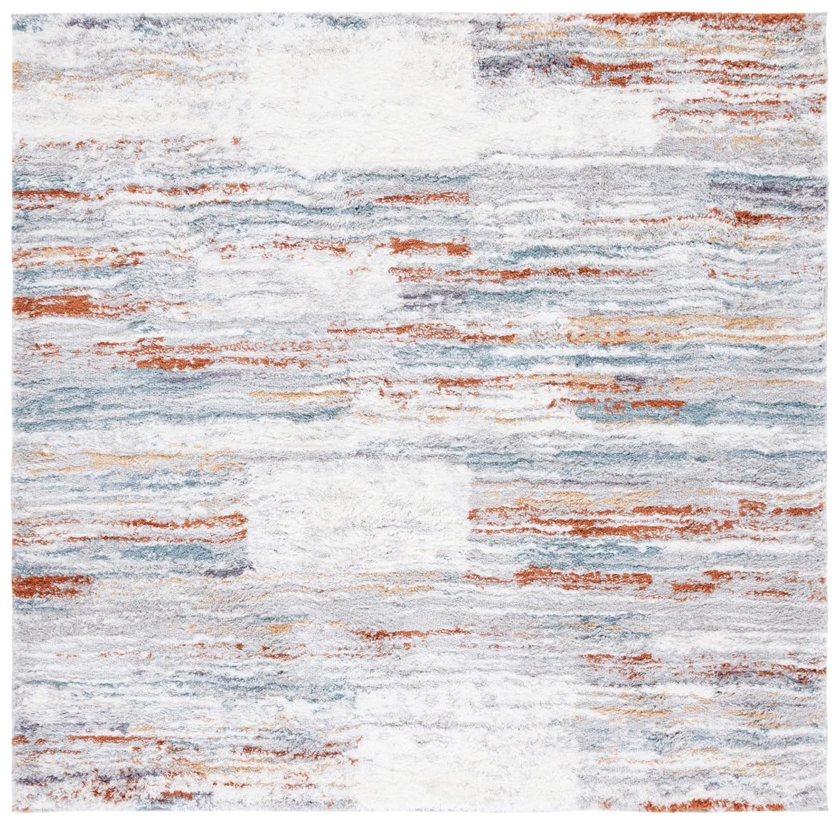 Safavieh Berber Shag 7'-0" x 7'-0" Rug in Blue Rust / Ivory