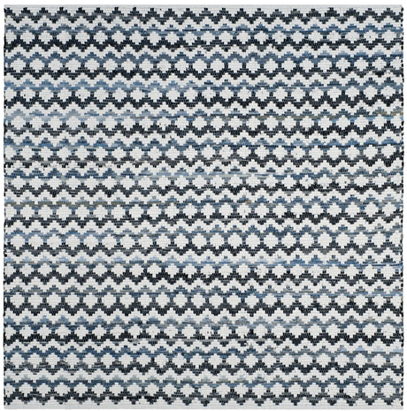 Safavieh Montauk 6'-0" x 6'-0" Rug in Ivory Blue / Black