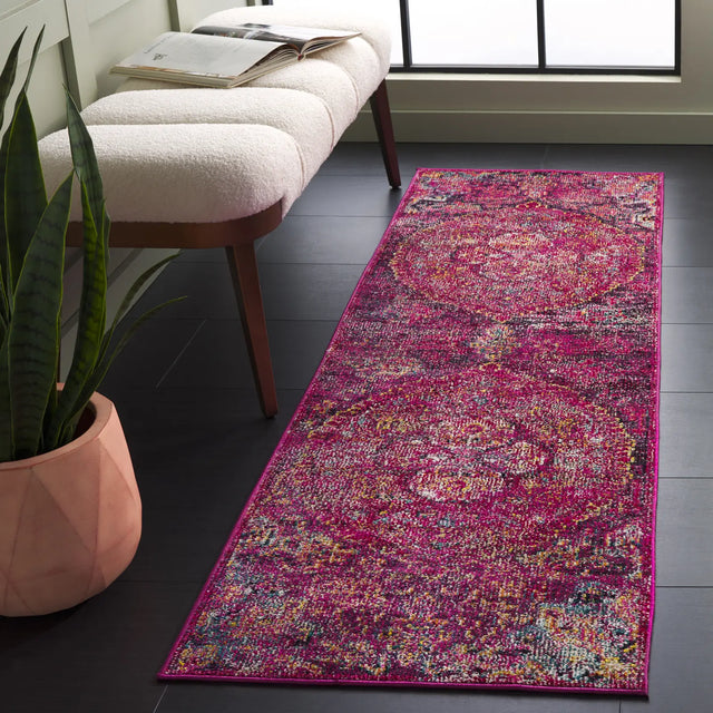 Safavieh Crystal 2'-2" x 11'-0" Rug in Fuchsia / Purple