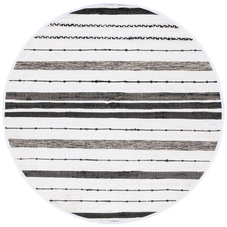 Safavieh Striped Kilim 6'-0" x 6'-0" Rug in Ivory / Black