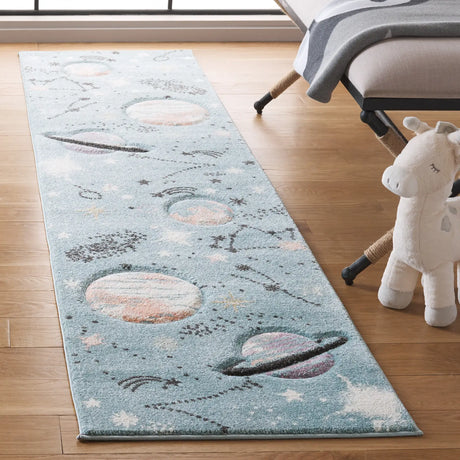 Safavieh Carousel Kids 100 2'-0" x 8'-0" Rug in Teal / Orange