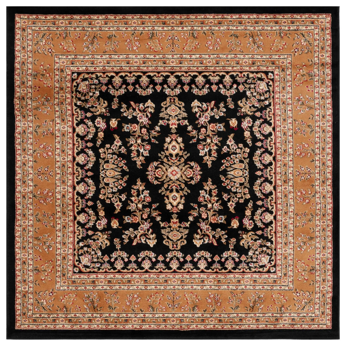 Safavieh Lyndhurst 6'-0" x 6'-0" Rug in Black / Tan