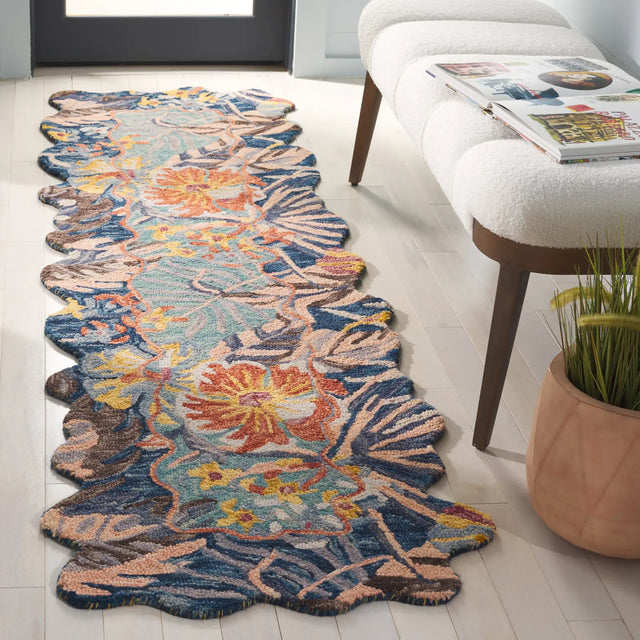 Safavieh Jardin 2'-3" x 8'-0" Rug in Navy / Turquoise