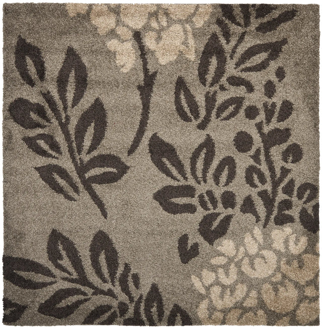 Safavieh Florida Shag 6'-7" x 6'-7" Rug in Smoke / Dark Brown