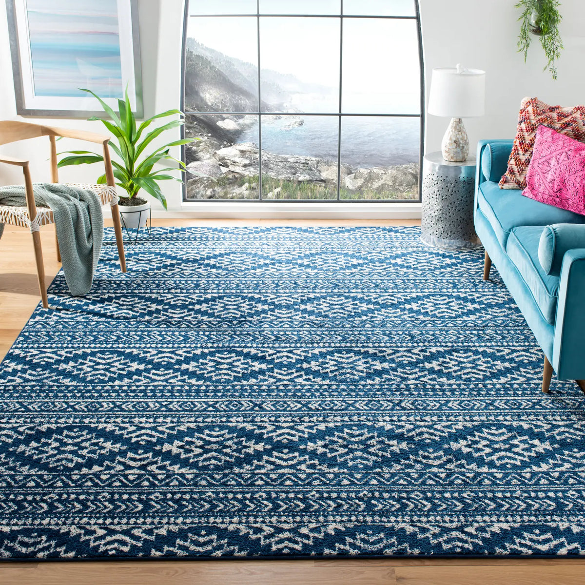 Safavieh Tulum 10'-0" x 13'-0" Rug in Navy / Ivory