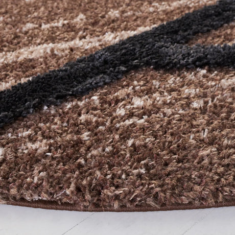 Safavieh Hi-Lo Shag 6'-7" x 6'-7" Rug in Brown / Ivory Charcoal