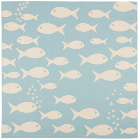 Safavieh Courtyard 6'-7" x 6'-7" Rug in Aqua / Beige
