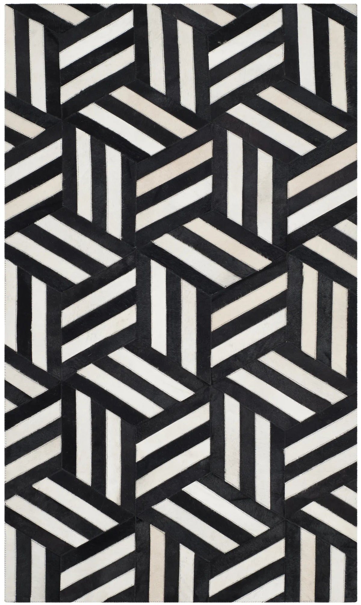 Safavieh Studio Leather 3'-0" x 5'-0" Rug in Ivory / Black