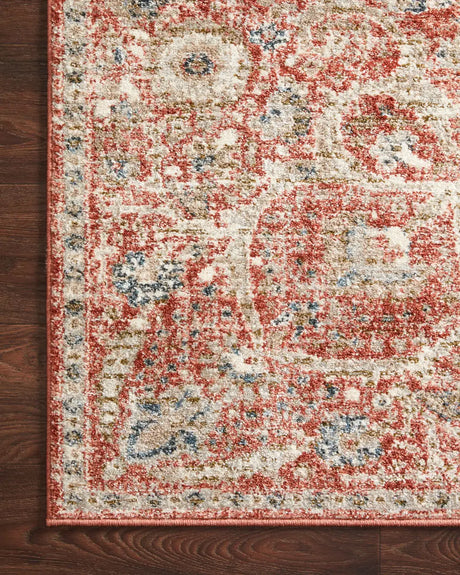 Loloi Saban Sab-02 Rust/Beige Rugs - corner on wood