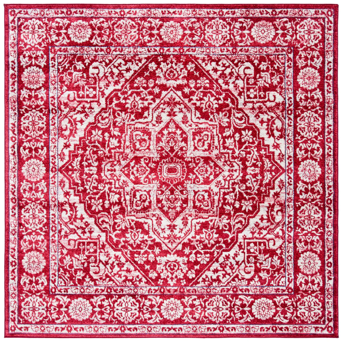 Safavieh Brentwood 6'-7" x 6'-7" Rug in Red / Ivory