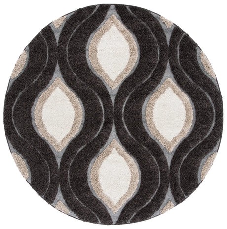 Safavieh Florida Shag 6'-7" x 6'-7" Rug in Dark Brown / Ivory