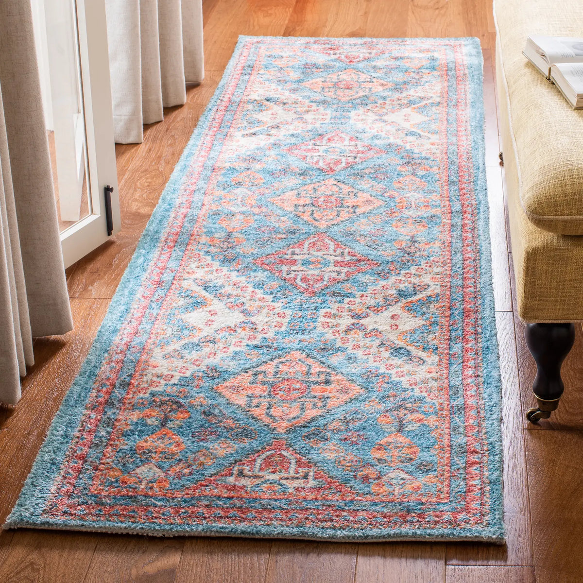 Safavieh Saffron 2'-3" x 8'-0" Rug in Blue / Rust