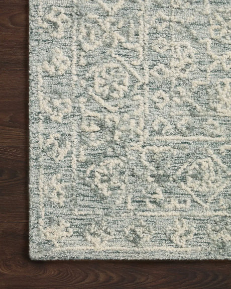 Loloi Cecelia Cec-01 Ocean/Ivory Rug - corner on wood