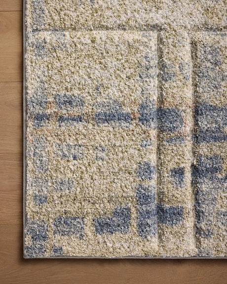 Loloi Silas Sla-05 Blue/Multi Rug - corner on wood