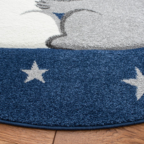 Safavieh Carousel Kids 100 5'-3" x 5'-3" Rug in Navy / Grey